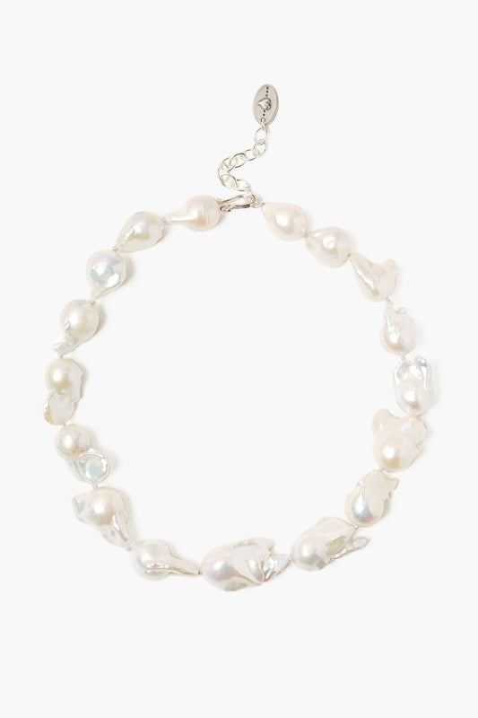 Elegant White Baroque Pearl Collar Necklace