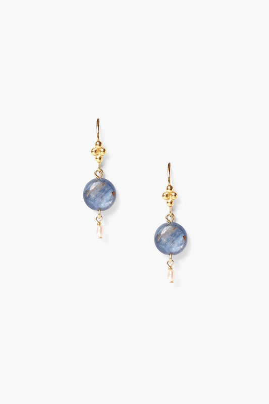 Kyanite and Pearl Dangle Earrings