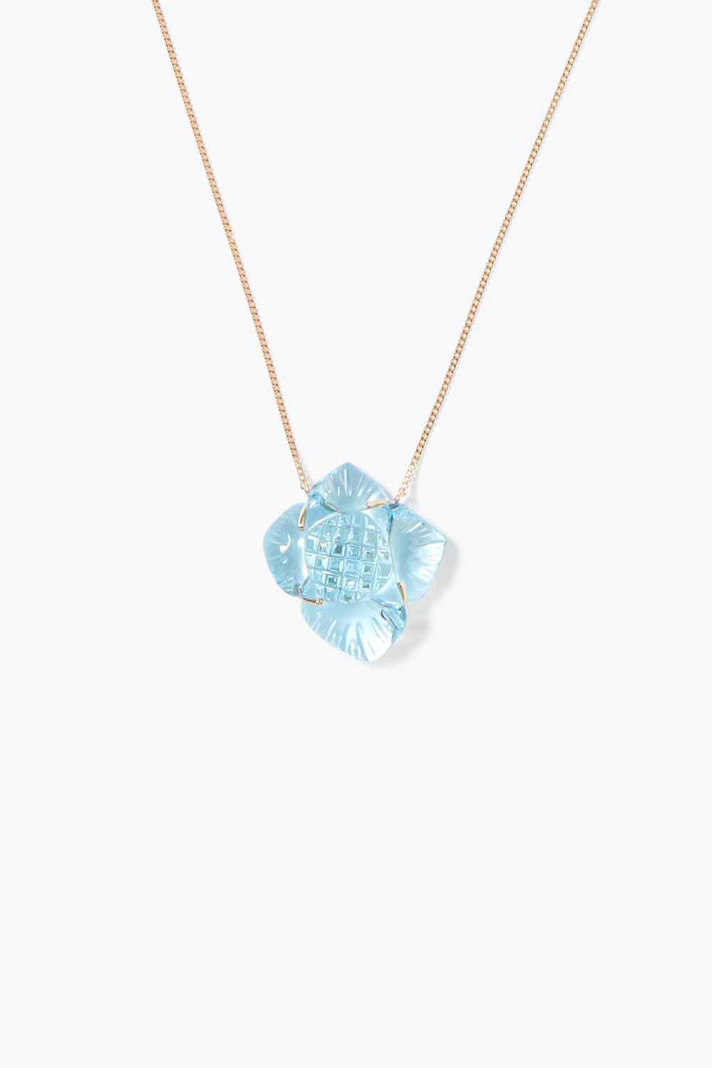 14k Gold Gardenia Necklace with Blue Topaz