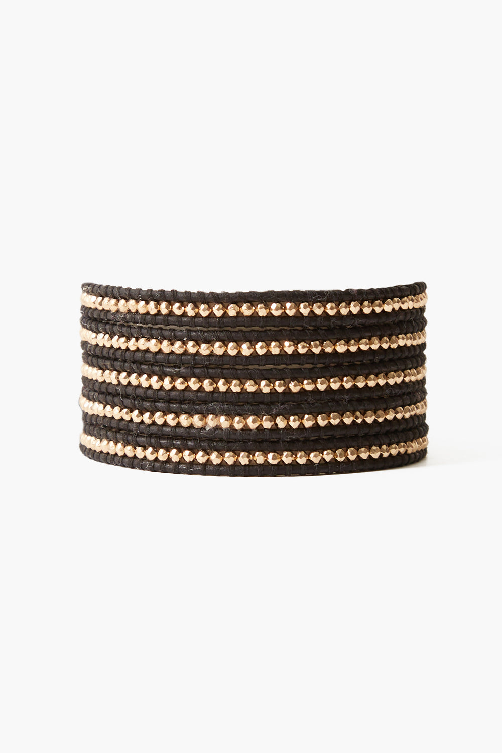 Black Hematine Gold Wrap Bracelet for Women