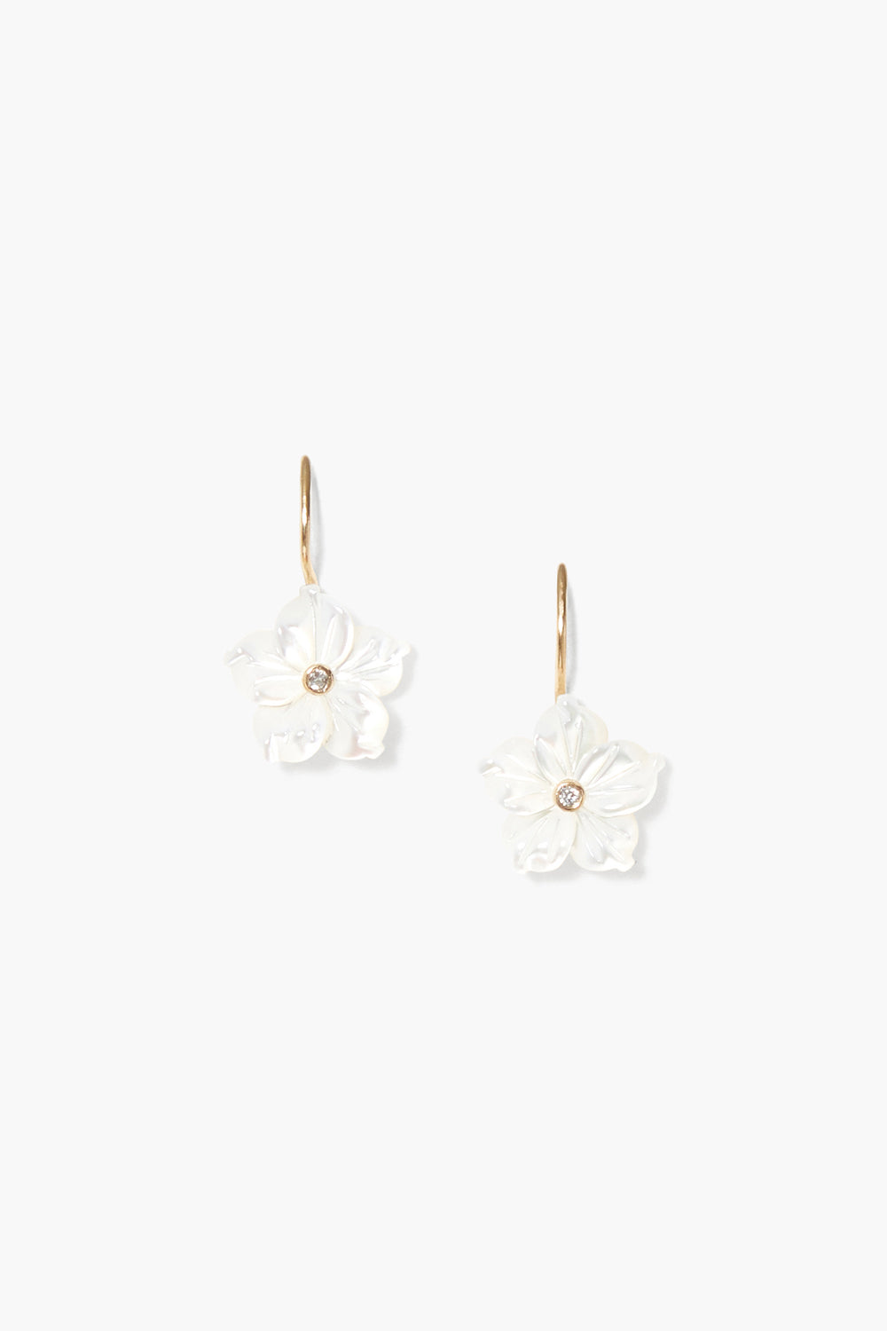 14k White MOP Plumeria Earrings