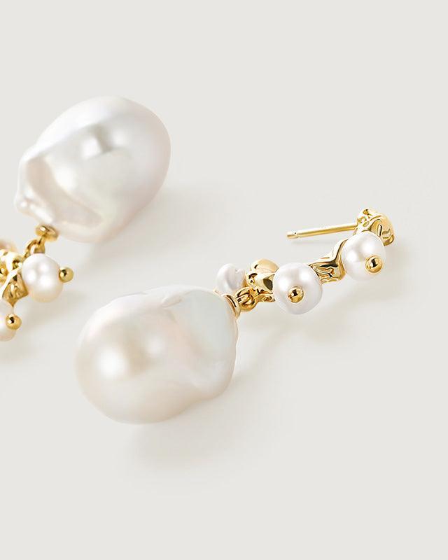 Baroque Pearl Dangle Earrings in Elegant Style