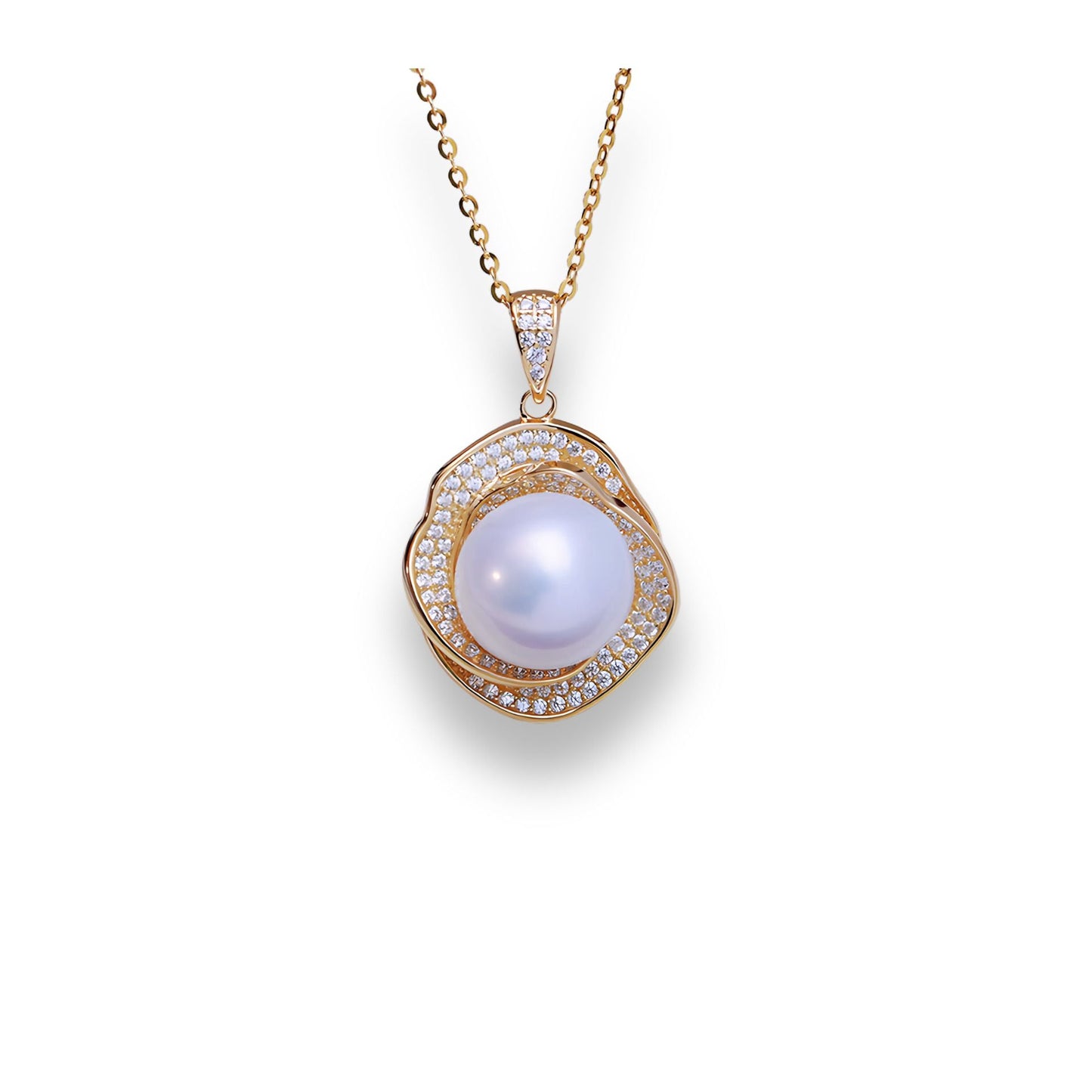 Freshwater Pearl Floral Pendant with 11-12mm Pearls