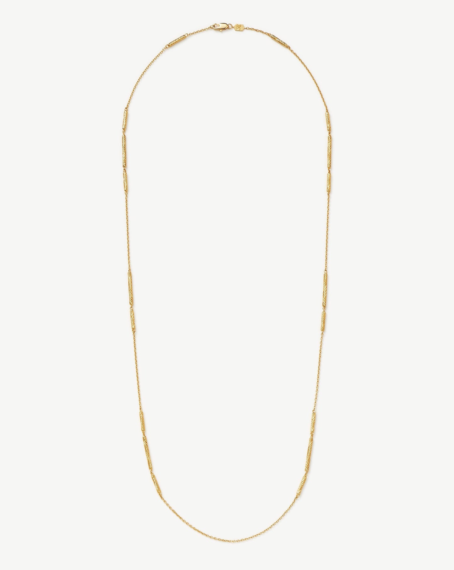 Extra Long Wavy Ridge Chain Necklace