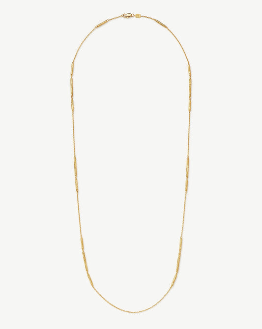 Extra Long Wavy Ridge Chain Necklace