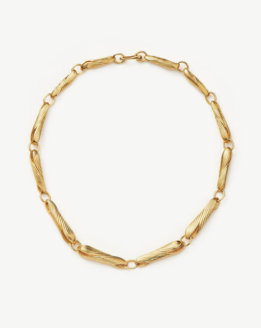 Chunky Wavy Ridge Gemelli Choker Necklace