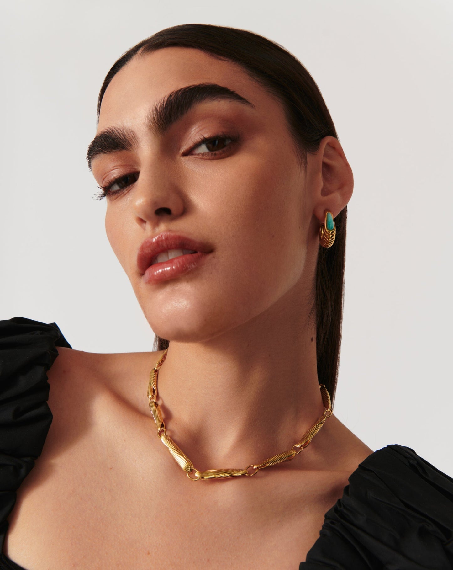 Chunky Wavy Ridge Gemelli Choker Necklace