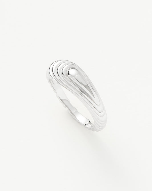 Wavy Ridge Silver Stacking Ring Design