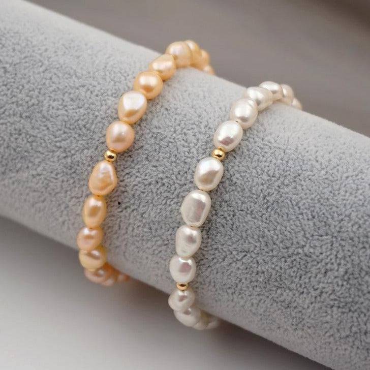 Engraved Pearls Bracelet with Lucky Charm