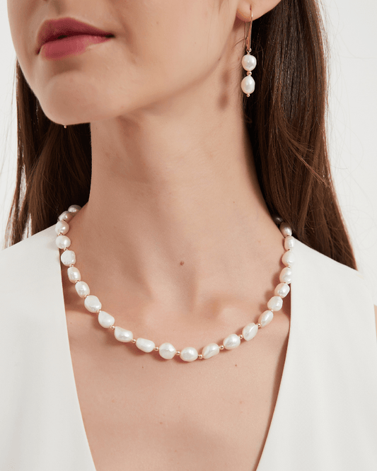 Pearl Necklace Bracelet and Earrings Set 2