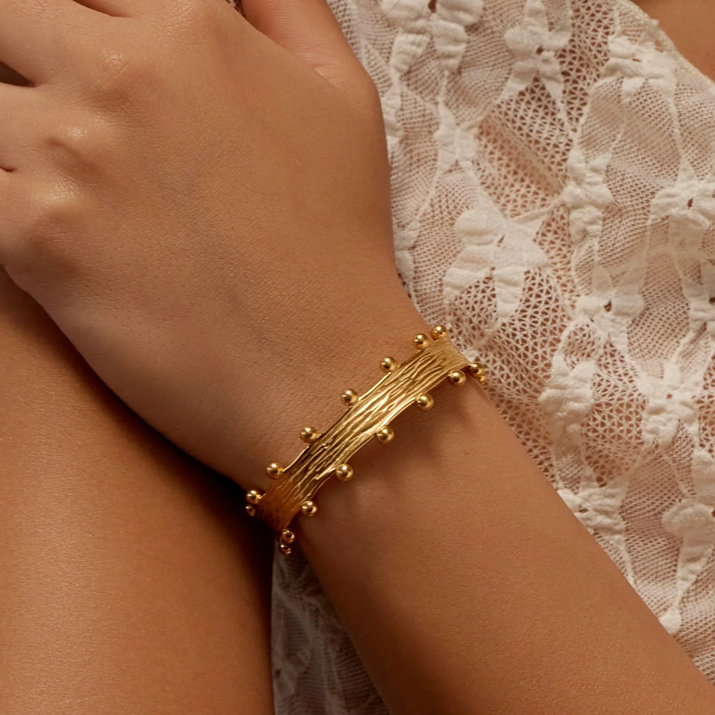 Wide Open Cuff Bracelet in Gold