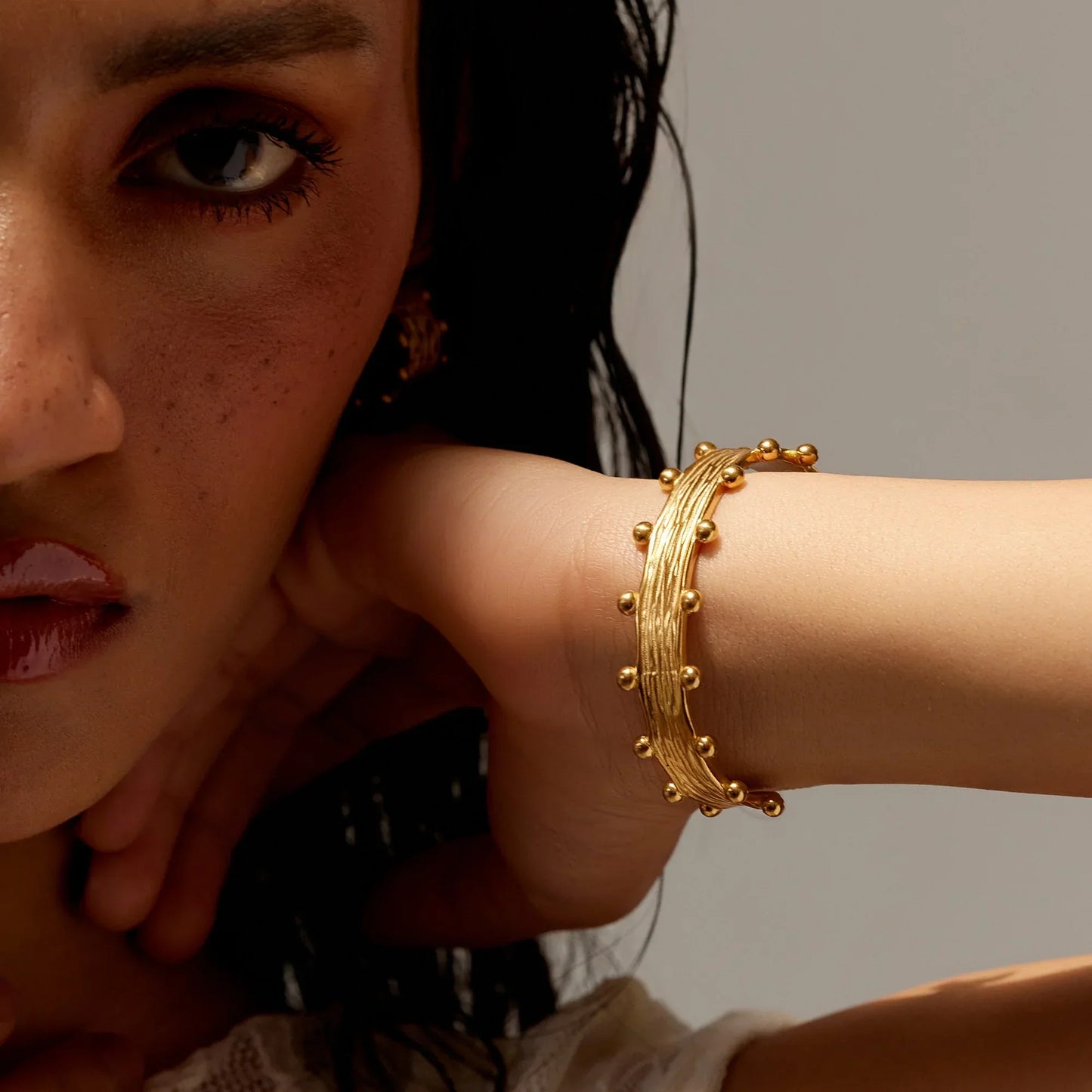 Wide Open Cuff Bracelet in Gold