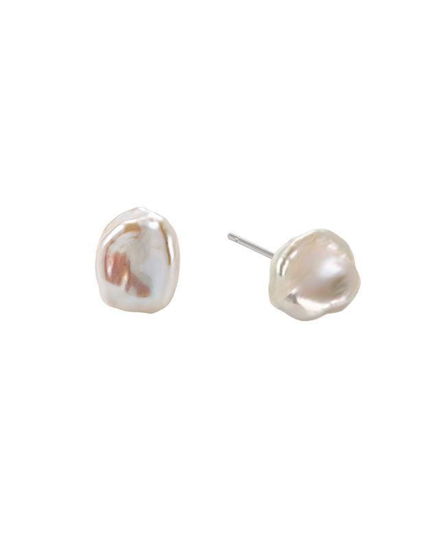 Elegant Baroque Pearl Earrings with White Petals