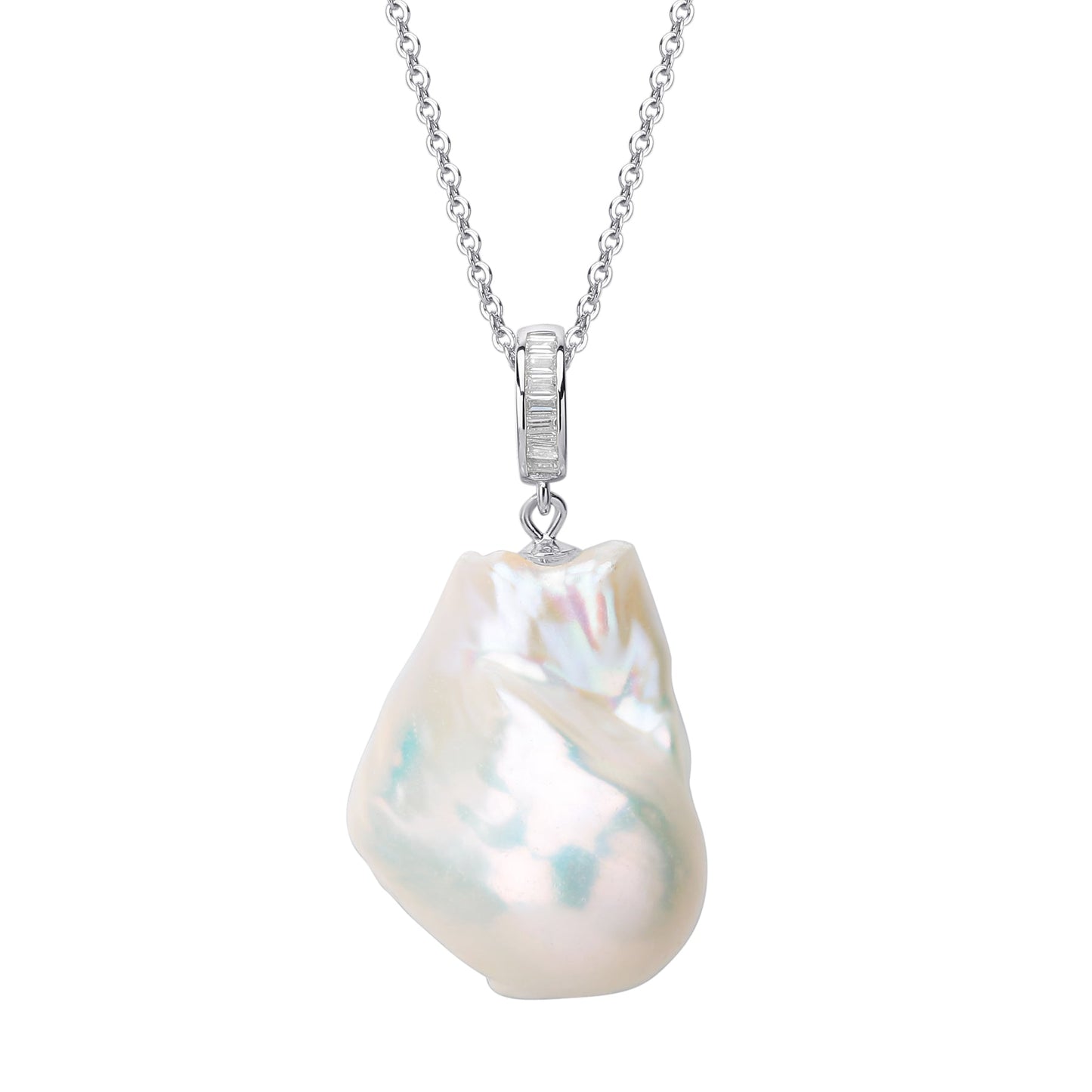 White Baroque Pearl Pendant Necklace for Women