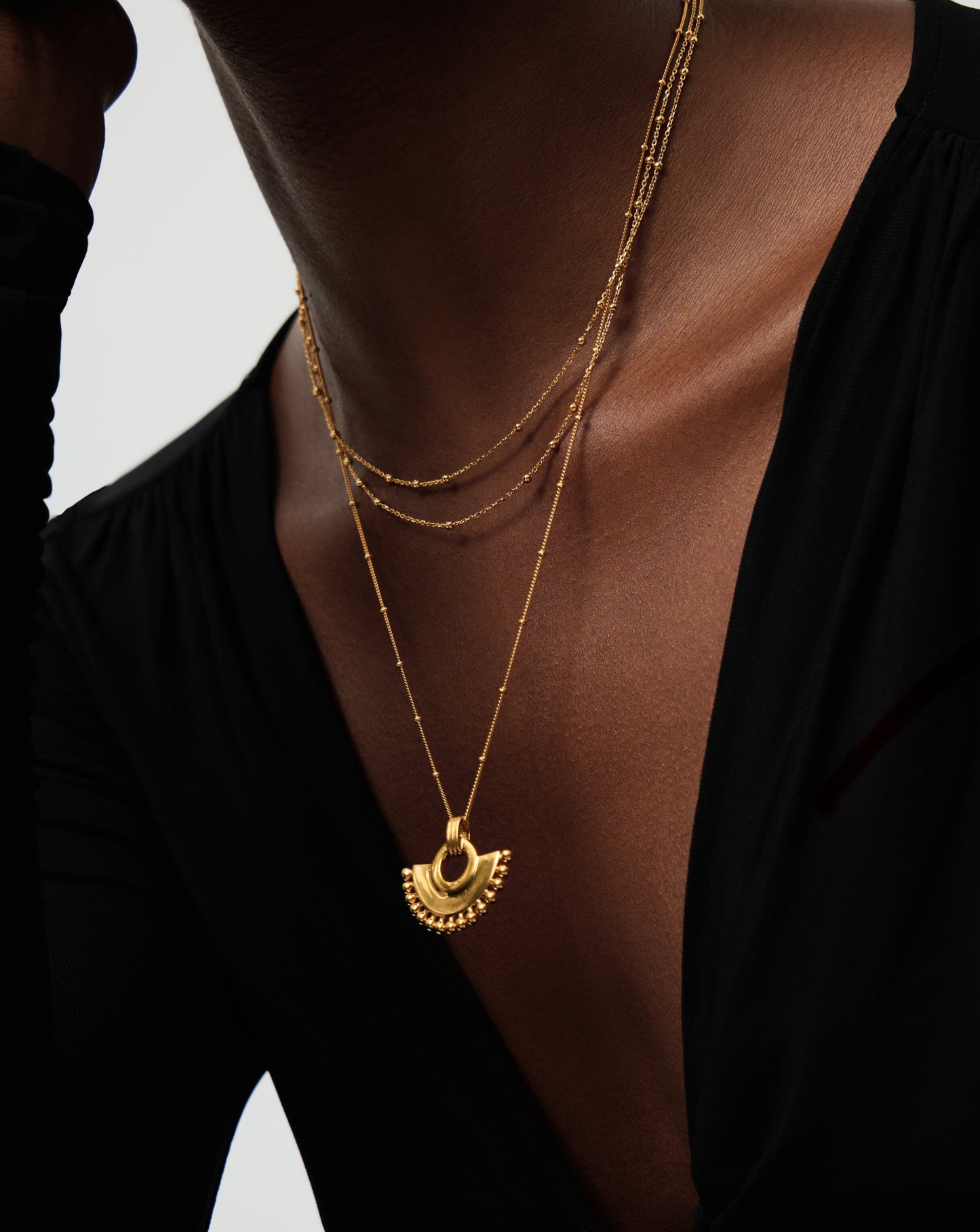 18k Gold Plated Fan Necklace Design