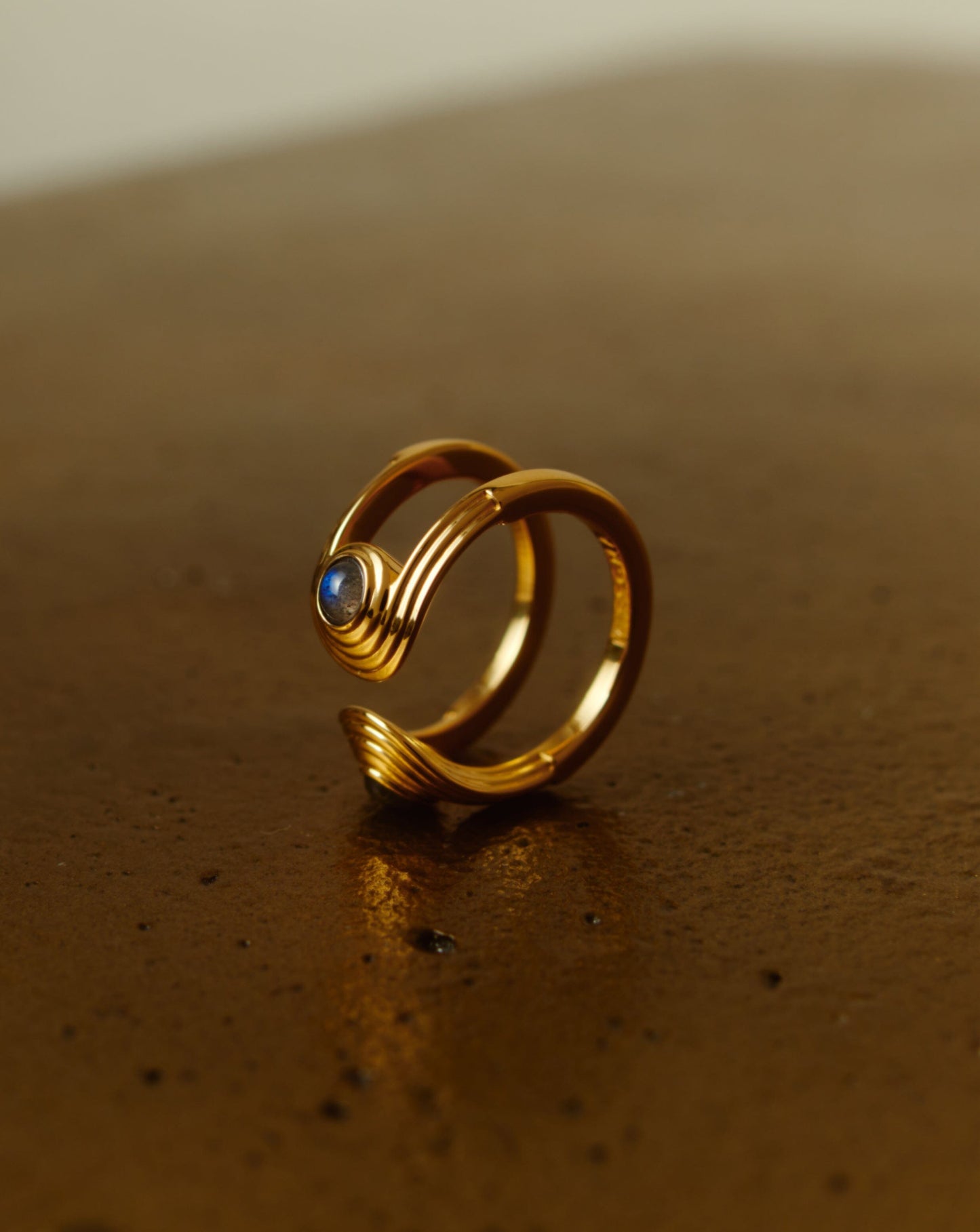 Gemstone Open Ring in 18k Gold Vermeil