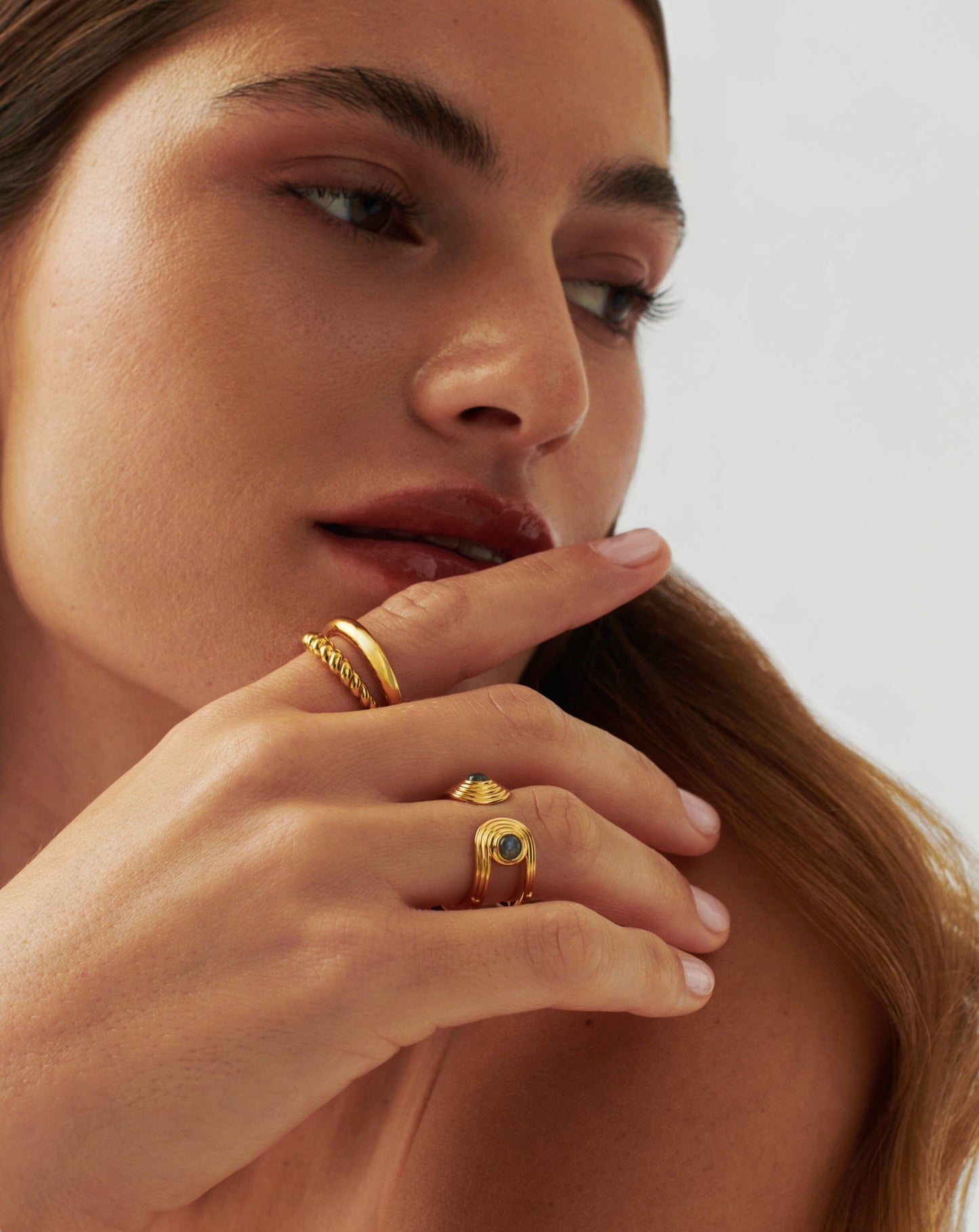 Gemstone Open Ring in 18k Gold Vermeil