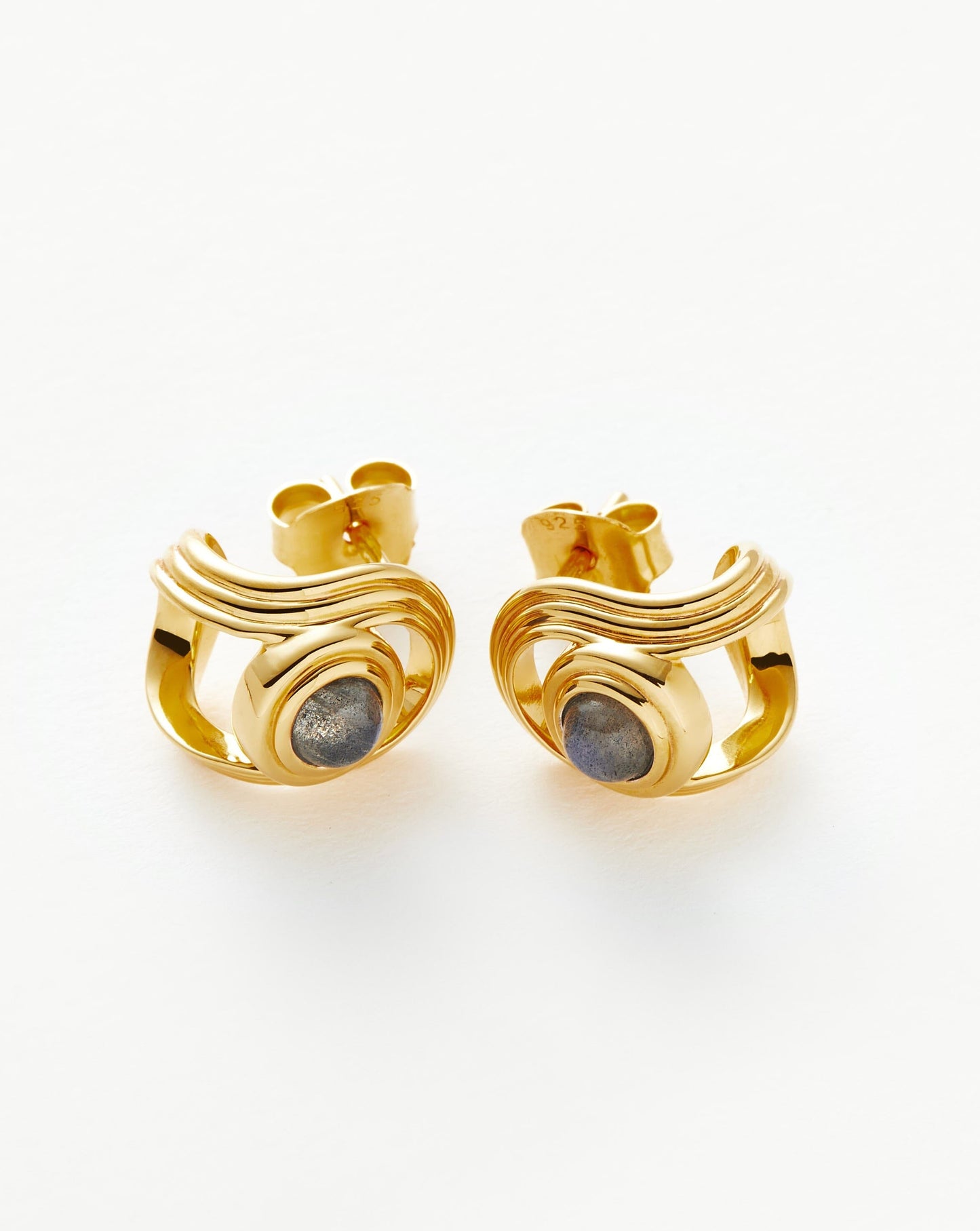 Gemstone Open Stud Earrings in 18k Gold Vermeil