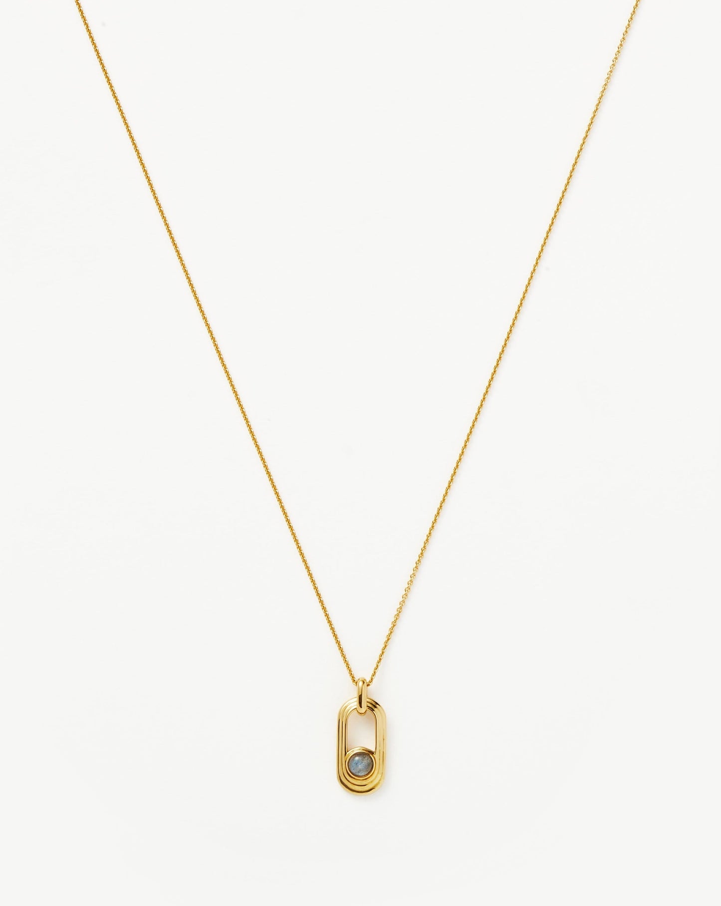 Gold Plated Labradorite Ovate Pendant Necklace