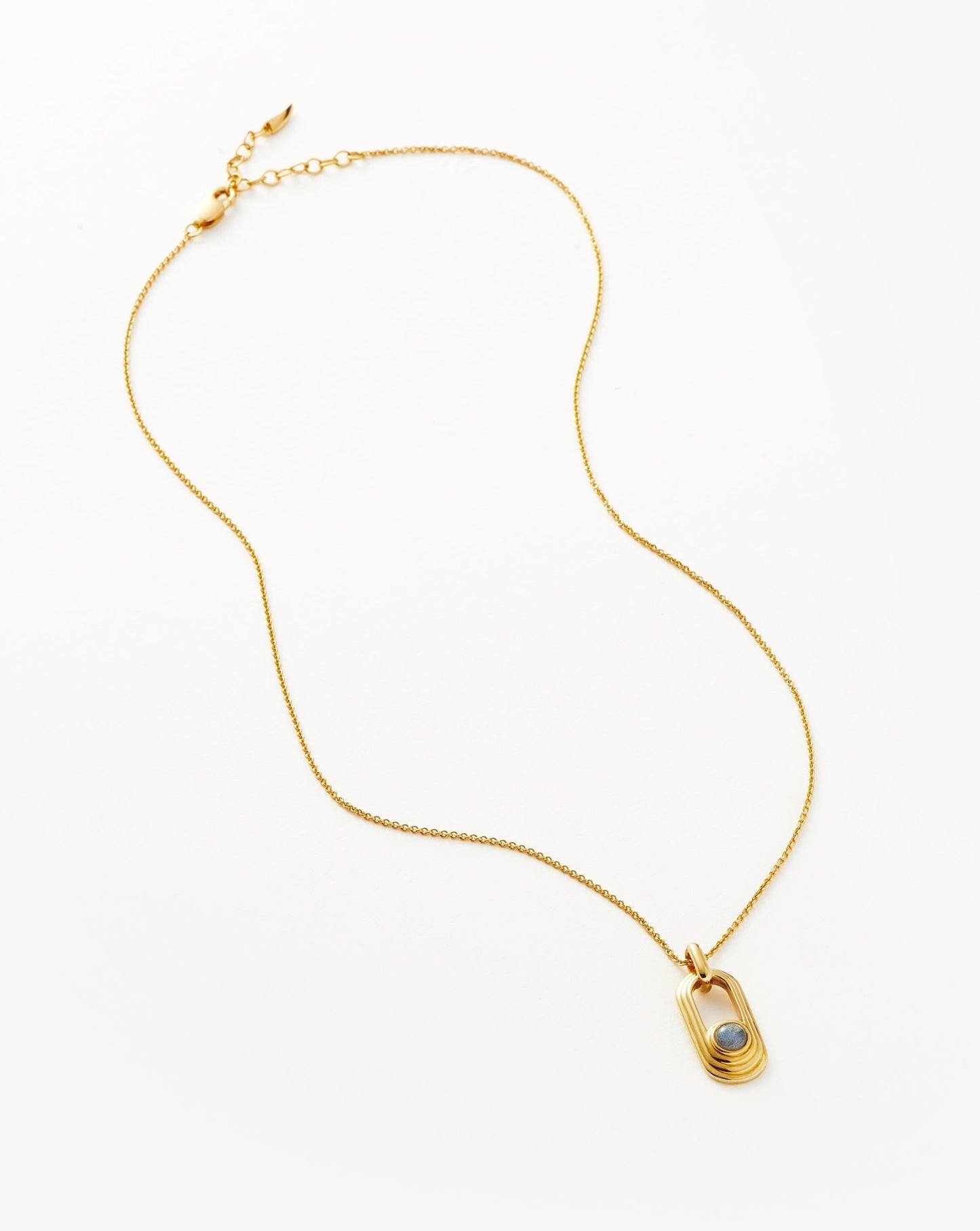 Gold Plated Labradorite Ovate Pendant Necklace